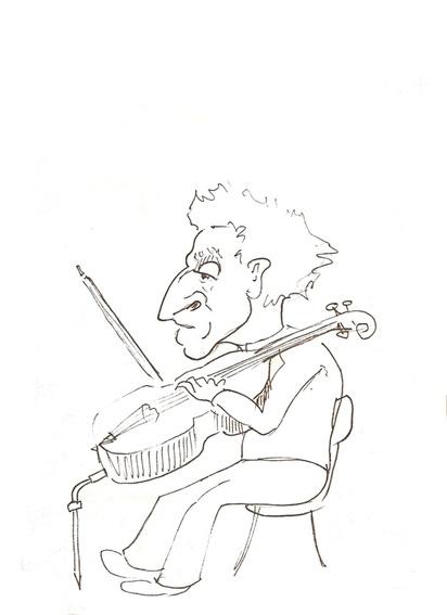 Paul Tortellier cellist sketch by Michael Horsfield