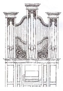 Thomas Parker Pipe Organ of 1766, sketch, case,