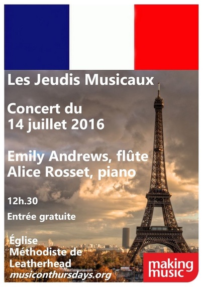 Programme cover for 14th July concert of French music,