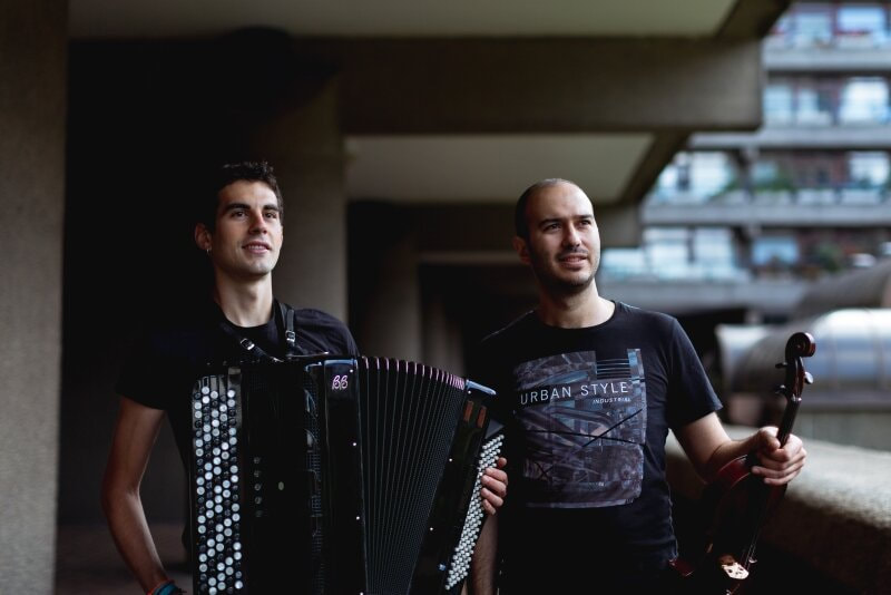 Diphonon Duo, at the Barbican, London, Michael Iskas, viola, Iñigo Mikeleiz Berrade, accordion,,