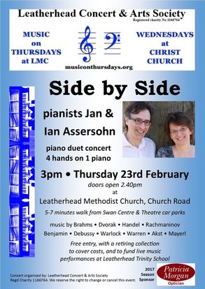 Poster image for Jan & Ian Assersohn's concert, Thursday 23rd February 2017.
